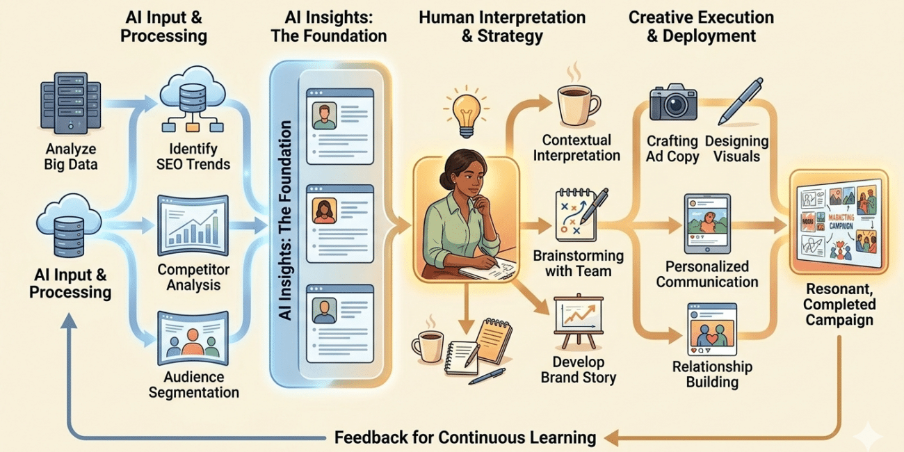 ai and human interaction flowchart for marketing process