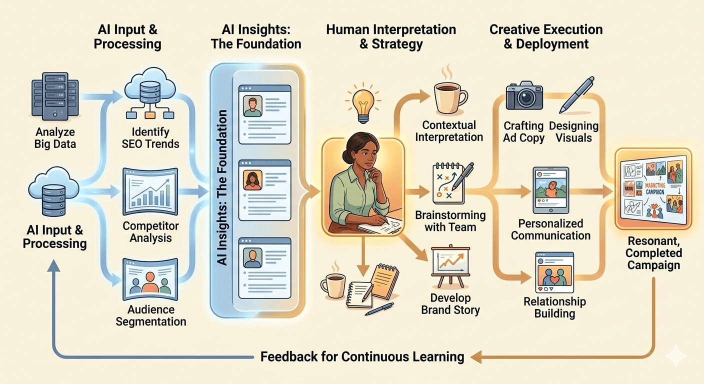 ai and human interaction flowchart for marketing process