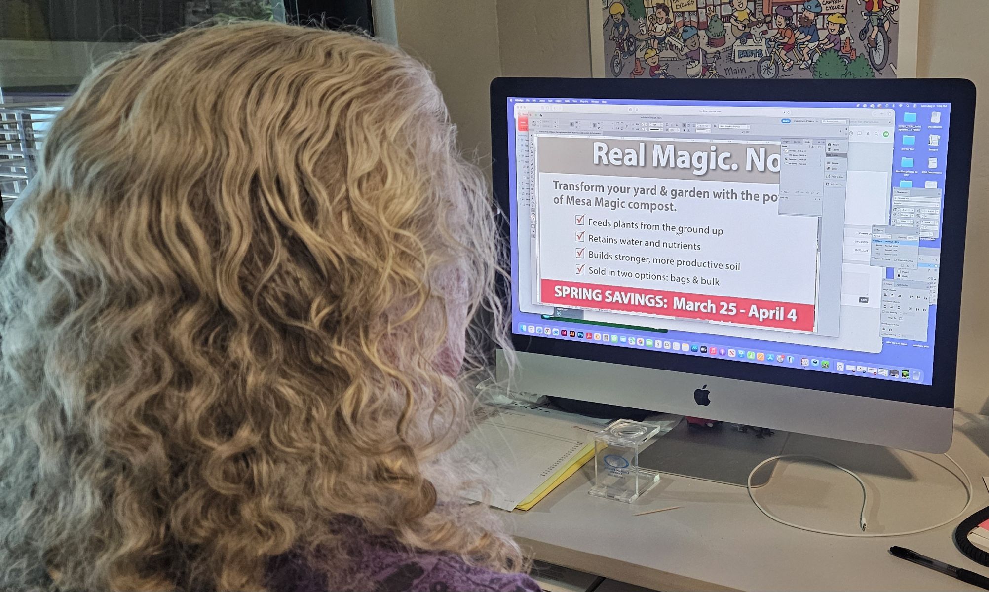 over the shoulder image of man with curly gray hair working on computer to demonstrate how fractional CMOs can help